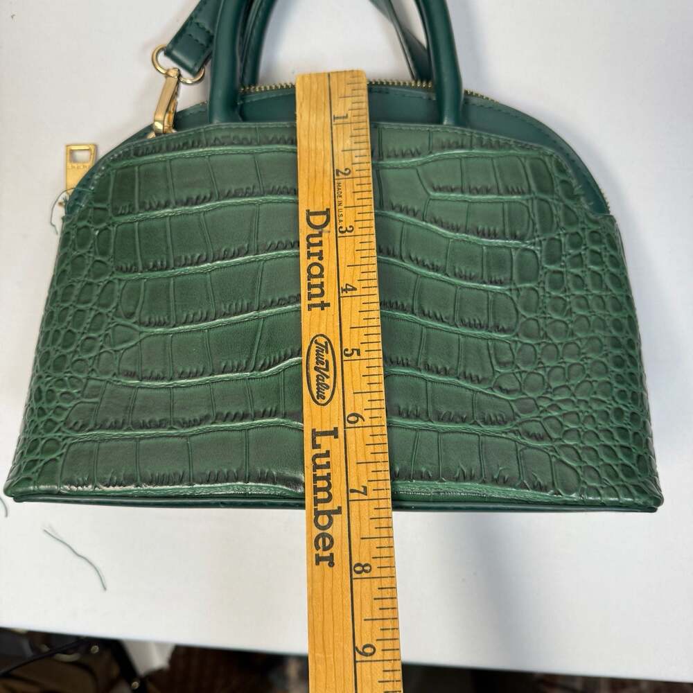 Bebe Los Angeles Hunter Green Croc-Embossed Dome Satchel Crossbody Bag - Picture 6 of 9
